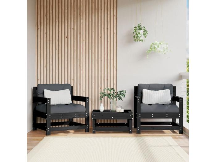 Set di 2 sedie da giardino in legno massello di pino nero 3570794