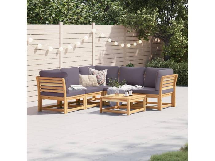 Mobili da giardino 6 pezzi con cuscini in legno massello di acacia 3570039