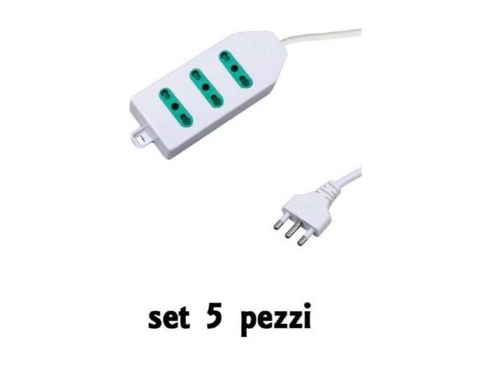Set 5 Pezzi Multipresa Elettrica Bipasso Multi Prese 3 Posizioni Posti 25000w 4238742