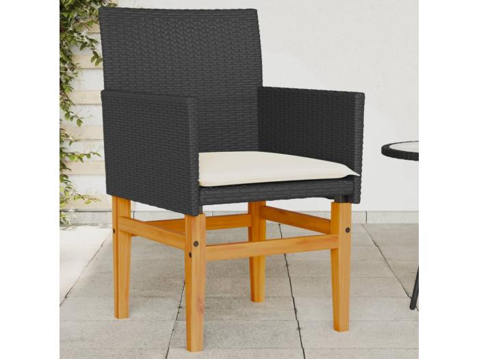 Set di 2 cuscini per sedie da giardino in resina intrecciata nera e legno 3042790